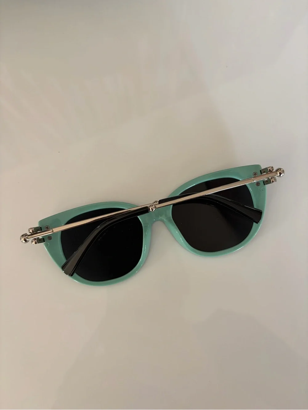 TIFFANY CO STYLE Black Blue Cat-Eye Women’s Sunglasses silver frame